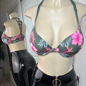 Floral Victoria secret 32DD wear everywhere push up bra- Green and Pink